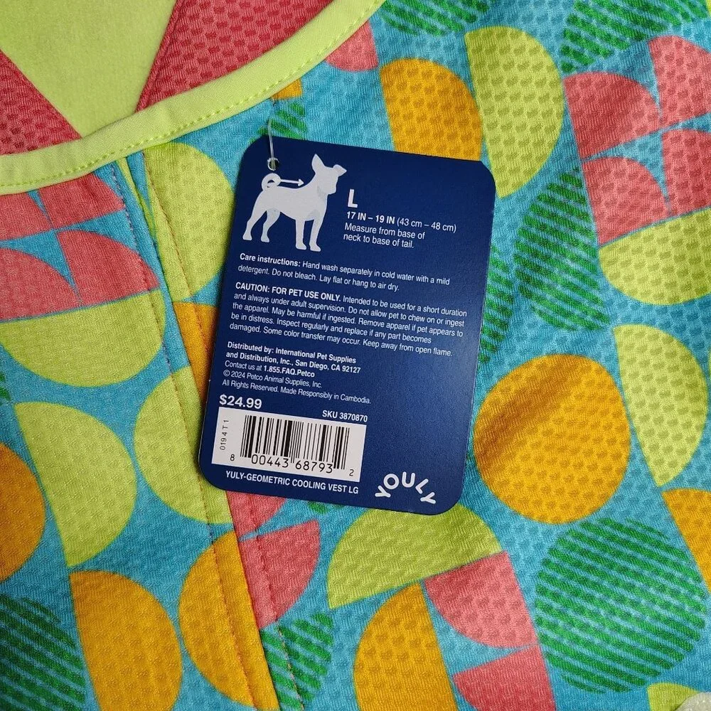 Youly The Beach Bum Dog Large Reversible Cooling Vest With UPF 50+ Protection